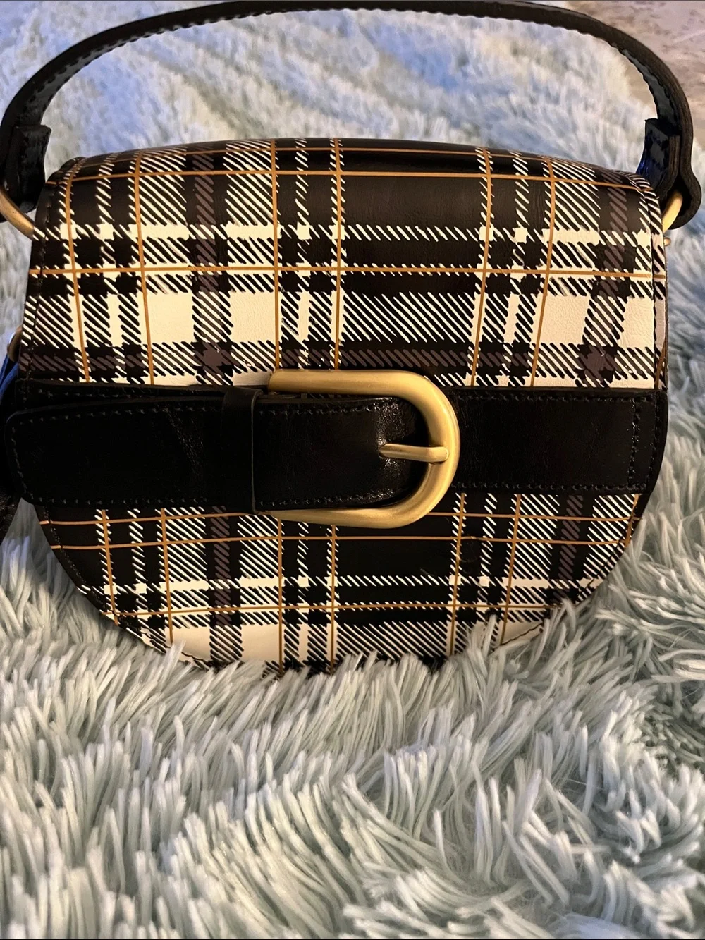 PATRICIA NASH ANNFIELD Plaid Leather Crossbody Bag NEW